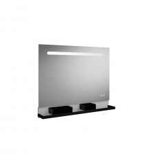 Burgbad FIUMO Зеркало 100x70x15 мм, подсветка LED, сенс выкл, обогрев, корпус Alu-Optik, 2 ящика, рейлинг черные, панель белая FOT2