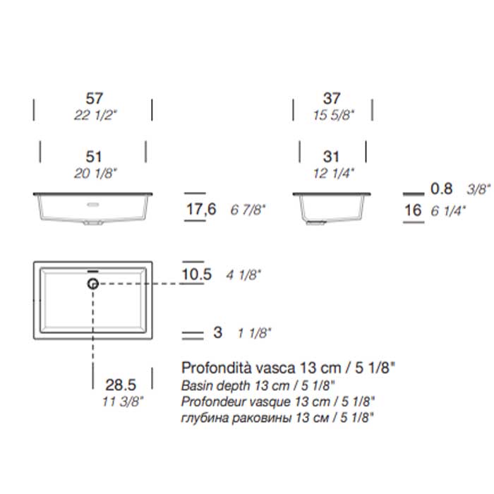 NOORTH milldue edition Раковина 51х31х15 см, без отв., цвет: белый