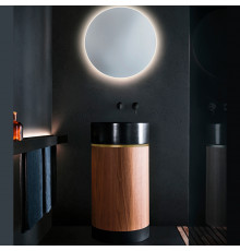 NOORTH milldue edition ROMA Раковина напольная Ø450x880 мм., слив в пол, основ Rovere Nero, корпус Noce Canaletto, вставка Oro, раковина Nero opaco
