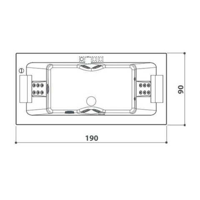 Jacuzzi Sharp Double Ванна Rainbow&Clean System 190x90x57см, гидромассажная, свободностоящая, без панелей,без смесителя, цвет: белый/хром