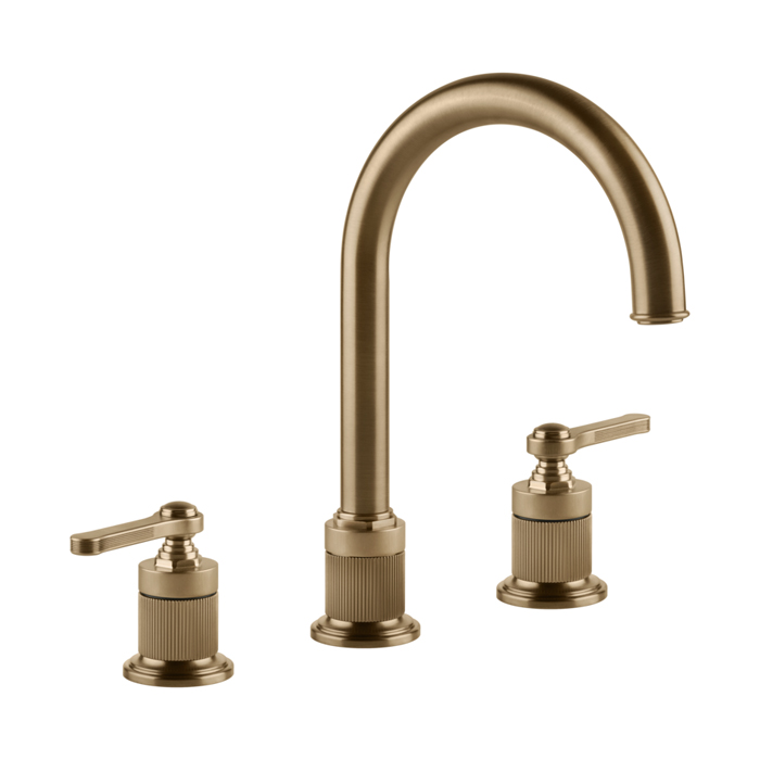 Смеситель для раковины Gessi Venti20, на 3 отв., высота излива 168 мм, с донным клапаном, цвет: Warm Bronze Br. PVD