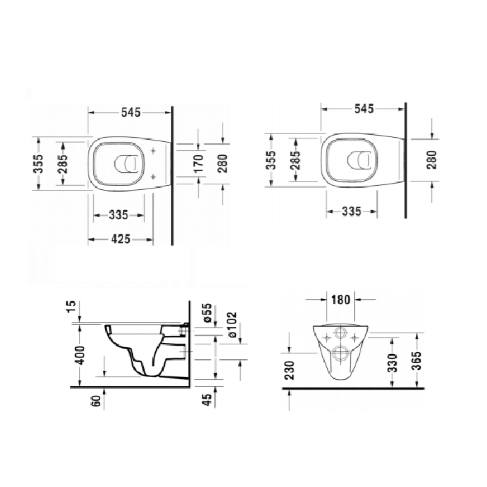 Duravit D-Code Унитаз 35.9х54.5х41см, подвесной, безободковый, с сиденьем микролифт, цвет: белый глянцевый