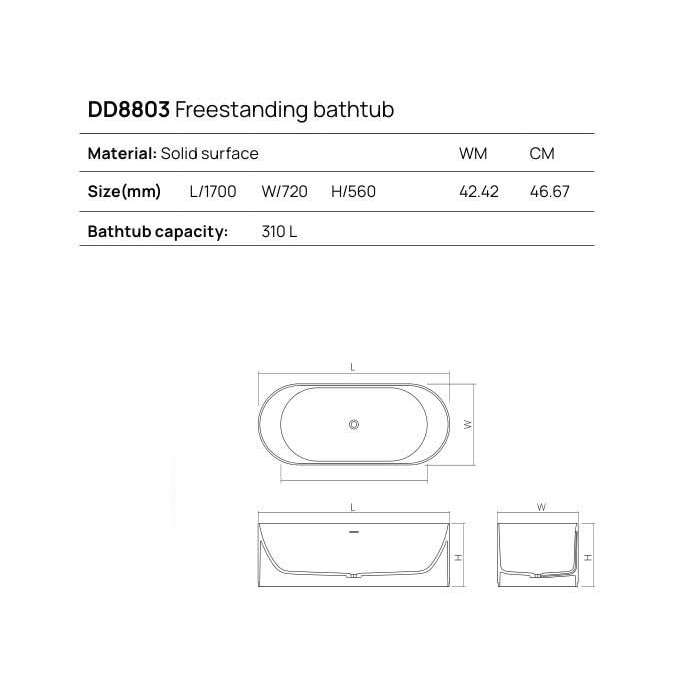 Dea Design Stripes Ванна 170х72х56см., отдельностоящая, Solid Surface, цвет: White №18