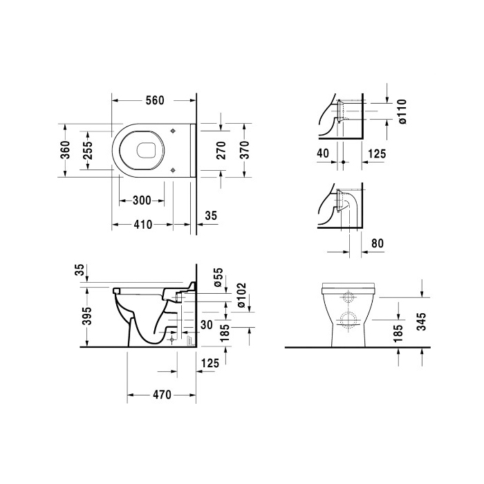 Duravit Starck 3 Унитаз 56х36см, напольный, приставной, с креплением, цвет: белый