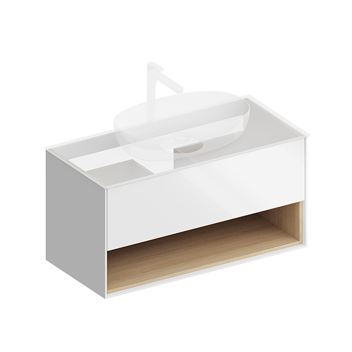 Kerama Marazzi PLAZA Modern Тумба подвесная 100x48см, 1 ящик, цвет: белый