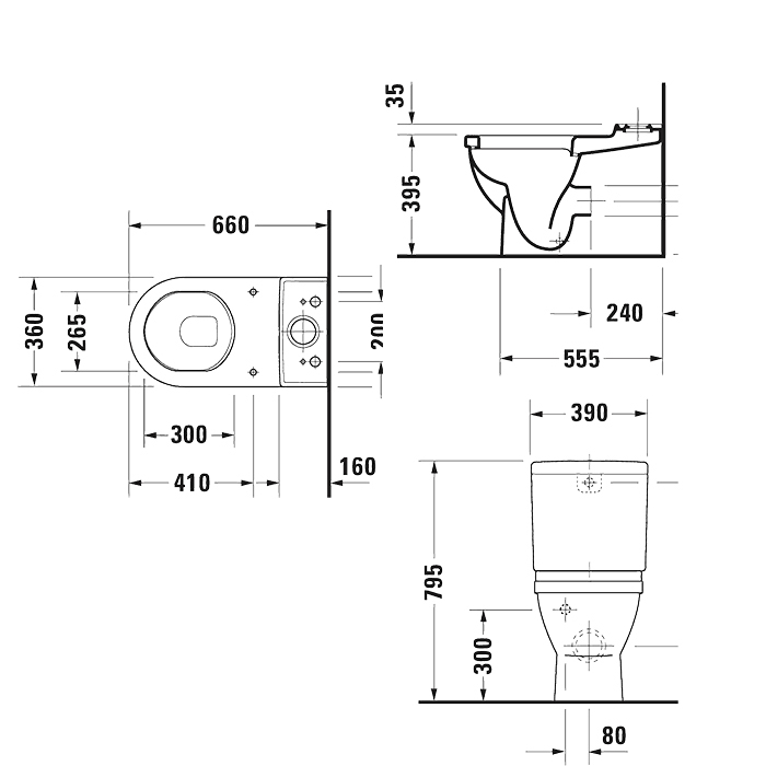 Duravit Starck 3 Унитаз моноблок приставной 65.5х36см, в комплекте с креплением, универсальный выпуск, цвет: белый