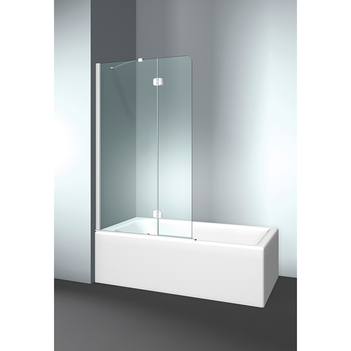 VismaraVetro Шторка на ванну PV 64х150Hсм, размер 100-102(60+40)см, SX (левая), стекло Transparent 04, Bright Silver 21, петли С67 внутр. Откр., TPA