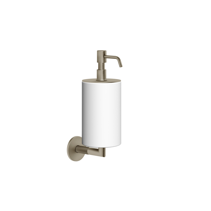 Дозатор для жидкого мыла Gessi Anello, подвесной, цвет: Finox Brushed Nickel/белый