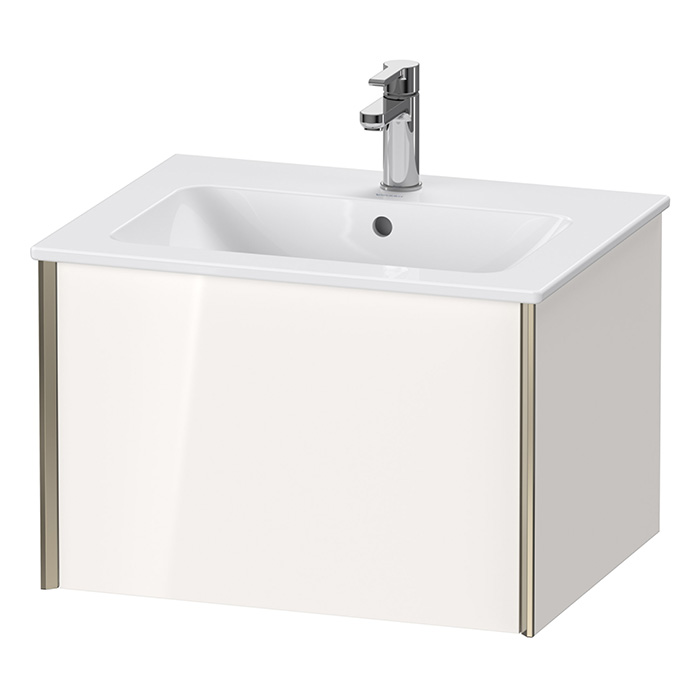 Тумба подвесная Duravit XViu 61x48x40см, с раковиной, 1 ящик, цвет: белый глянцевый/champagne matt