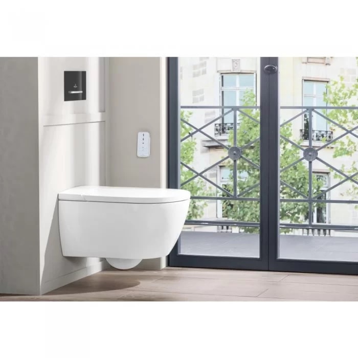 Villeroy&Boch Viclean Унитаз-биде 38.5х59.5х36см, подвесной, в комплекте с сиденьем, покрытие CeramicPlus, цвет: альпийский белый