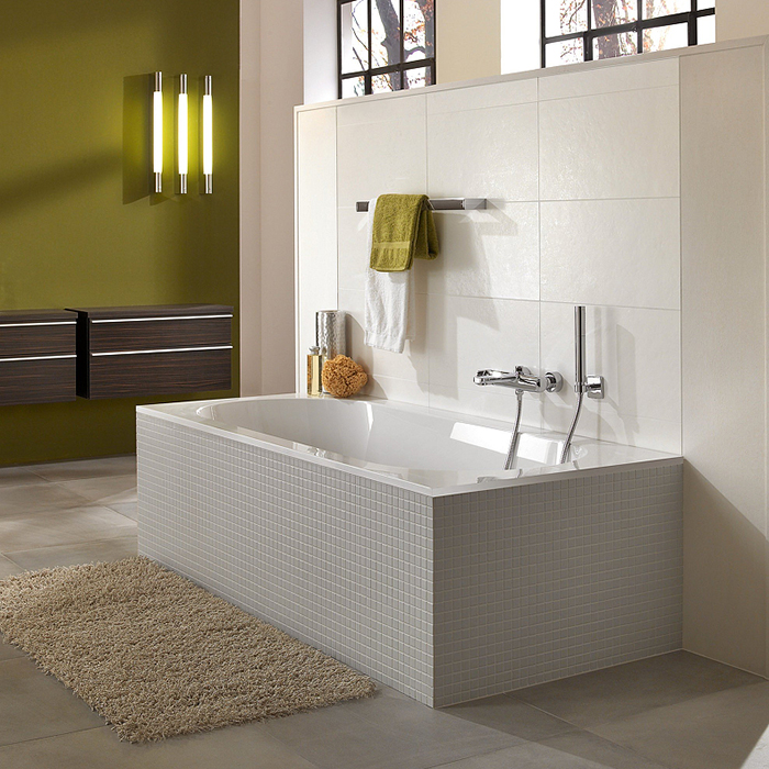 Villeroy&Boch Oberon Ванна 180х80х47см., встраиваемая, ножки, Quaryl, цвет: альпийский белый