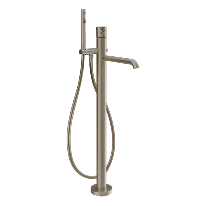 Смеситель для ванны Gessi Habito Intreccio, напольный, цвет: Finox Brushed Nickel
