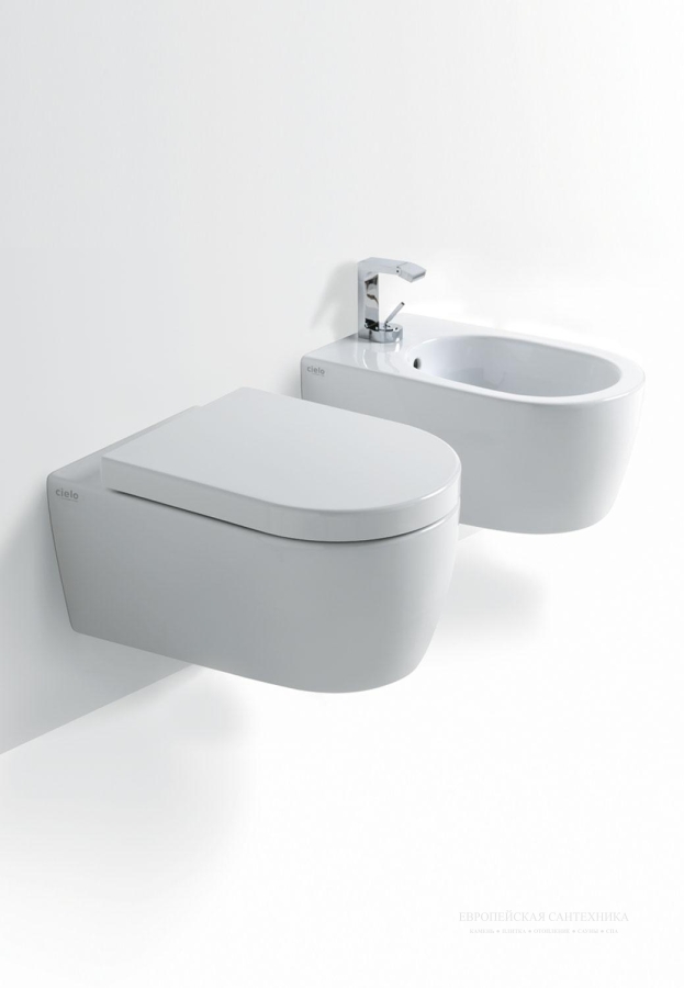 Унитаз Cielo Smile 53 подвесной, 350 × 530 мм, Rimless без ободка, цвет: белый глянцевый