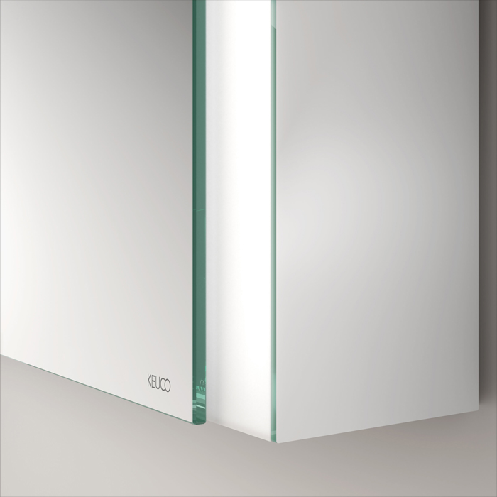 Keuco Somaris Зеркальный шкаф, 60x71x12.8см., 1-дверный-двустор. зеркало, IP 44 c плавным закр. дверцы, корпус: алюминий серебристый цвет: