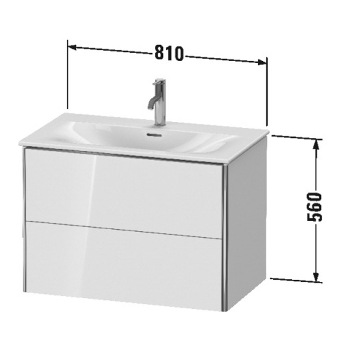 База Duravit XSquare подвесная 81x47.8x56см с раковиной, 2 яшика, цвет: глянцевый белый