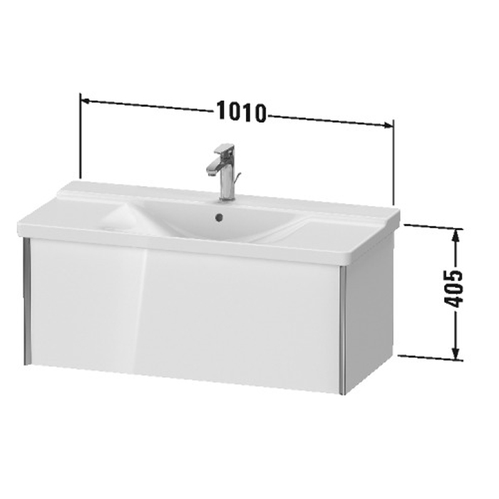 Тумба подвесная Duravit XViu 101x46.9x40.5см, с раковиной, 1 ящик, цвет: walnut dark/черный матовый