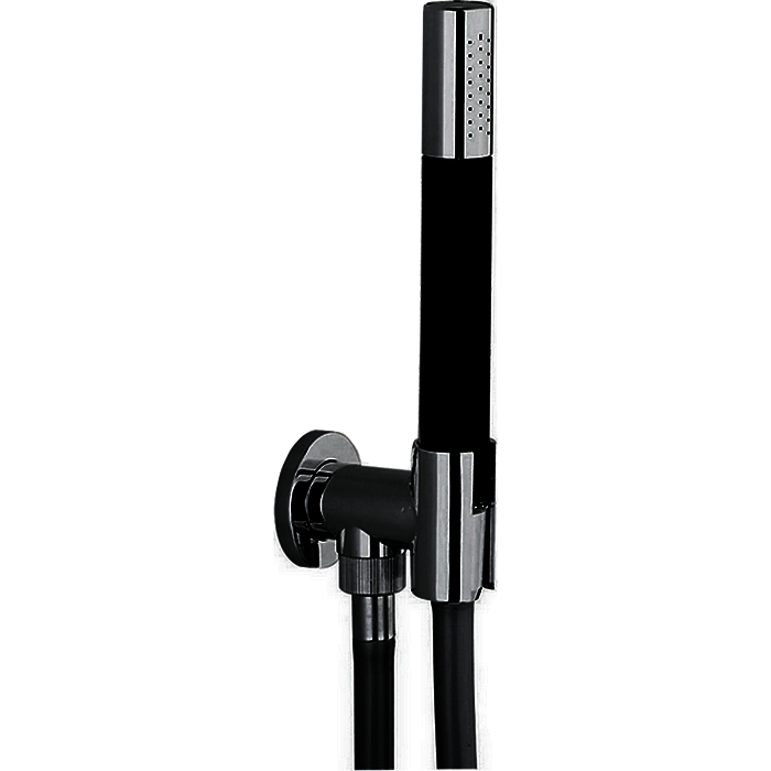 Душевой гарнитур CISAL Shower: ручная лейка, шланг 150 см, вывод с держателем, цвет: черный матовый