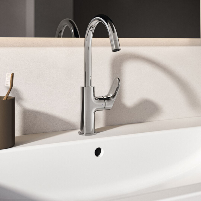 Ideal Standard Ceralife O Смеситель для раковины H21.5см., на 1 отв., с поворотным изливом, цвет: хром