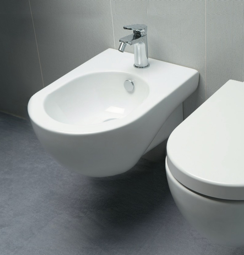 Azzurra Nuvola Mini Биде подвесное 46x35xH24,5 см c 1 отв., с креплением KIT2000CF цвет: Bianco lucido