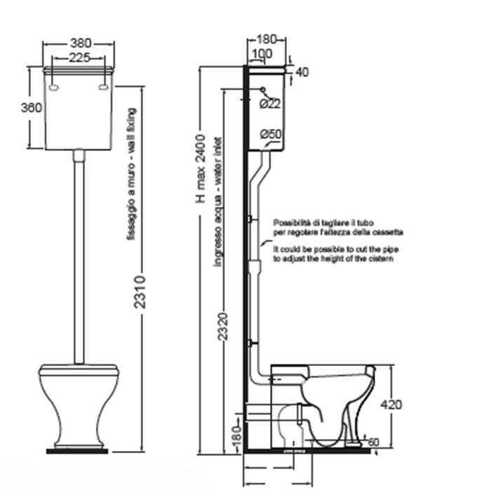 Azzurra Charme Унитаз напольный 52x40 см, 3L Water Saving, слив универсальный, сиденье микролифт, с креплением VFV, цвет: Bianco lucido