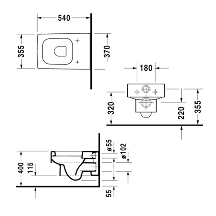 Duravit Vero Унитаз подвесной 37x54.5см, с вертикальным смывом с сиденьем, цвет: белый