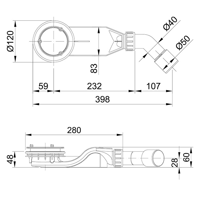 Bette Solid 30 Сифон для поддона d90 см, цвет: антрацит