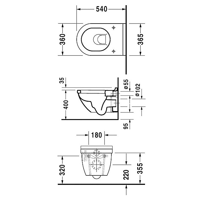 Duravit Starck 3 Унитаз 54х36см., подвесной, с креплением Durafix, цвет: белый