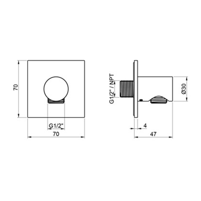 Вывод Almar 316 Stainless Steel из стены, для шланга, цвет: нержавеющая сталь брашированная AISI 316