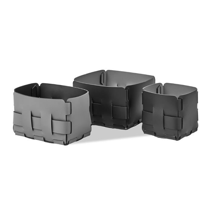 ADJ Корзинка Mini Bottega, 12x12xH13 см, цвет: черный/серый