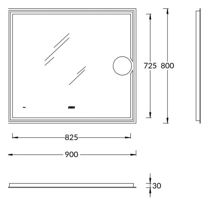 Kerama Marazzi Tecno Зеркало 90х80см., c LED подсветкой, с макро линзой, с функцией антизапотевание