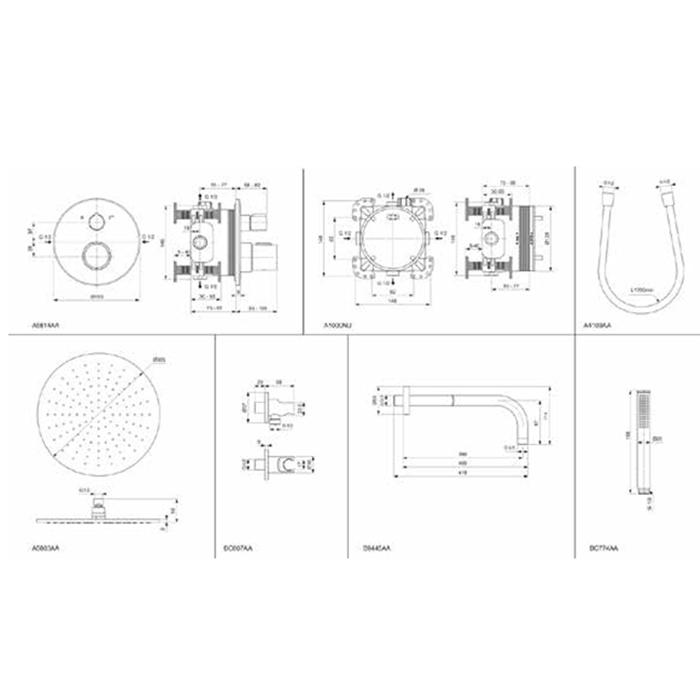 Ideal Standard Ceratherm T100 Душевой комплект: встраиваемый термостатический смеситель, верхний душ Ø30см., держатель, лейка для душа и шланг 175см., цвет: хром