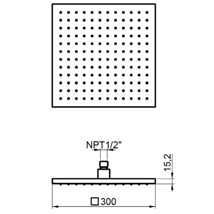 Almar Emotion Square Верхний душ 30х30см., потолочный, встраиваемый, 1 режим, цвет: Nickel Brushed