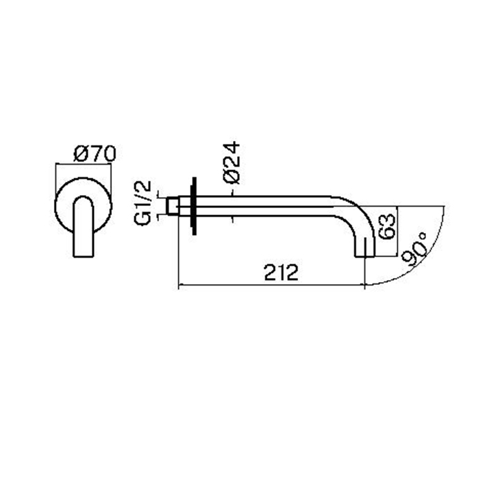 Plumberia Selection IXO Излив для ванны, настенный, длина: 21см, цвет: графит