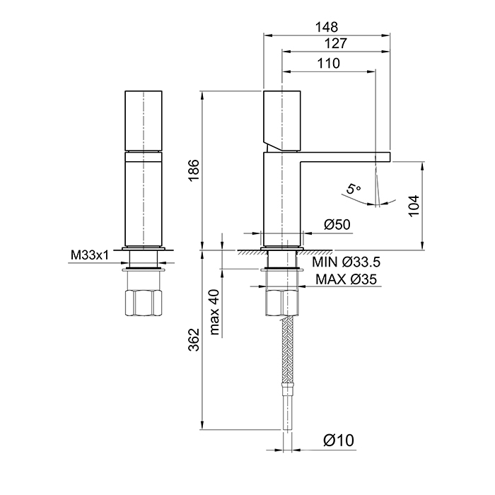 Fantini Milano Смеситель для раковины, 1 отв., излив: 110 мм, цвет: Matt Gun Metal PVD