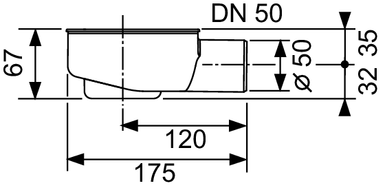 TECE drainline, сифон, 0,7 л/c, DN 50, выход вбок, высота монтажа от нижнего края сифона до верхнего края слива – 95 мм