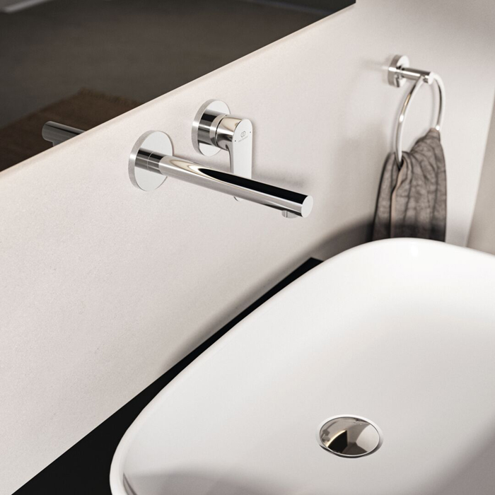 Ideal Standard Ceralife O Смеситель для раковины, настенный, излив: 18см., без донного клапана, для монтажа с A1313NU цвет: хром