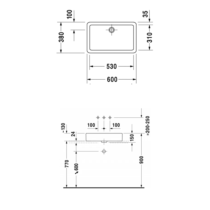 Duravit Vero Раковина 60x38 см, без отв., без перелива, цвет: белый