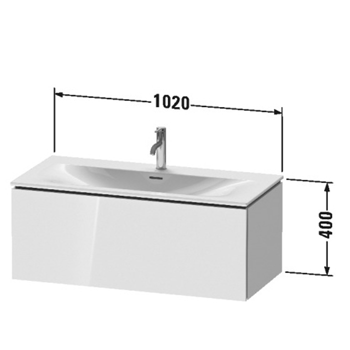 База Duravit L-Cube подвесная 102x48.1x40см с раковиной, 1 выдвижное отделение, цвет: глянцевый белый