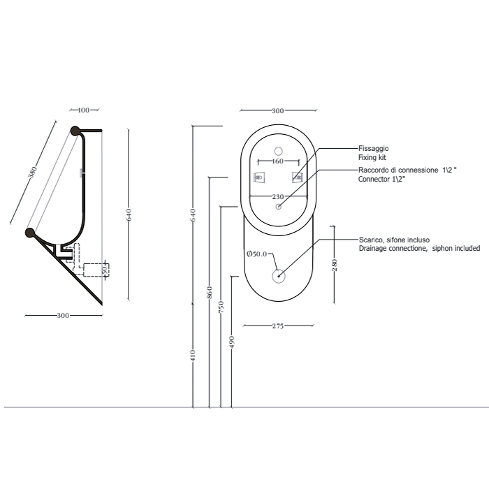 Artceram Babila Писсуар 37x30х64см, подвесной, saniglaze, цвет: белый