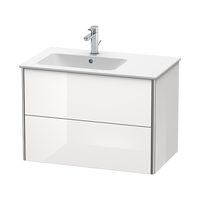 Duravit XSquare Тумба с раковиной, 81х47.8х56см, подвесная, с 1 отв., с 2 выдвижными ящика, цвет: белый глянец