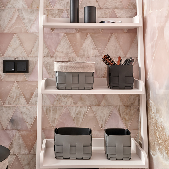 ADJ Корзинка Mini Bottega, 12x19xH13 см, цвет: серый/черный
