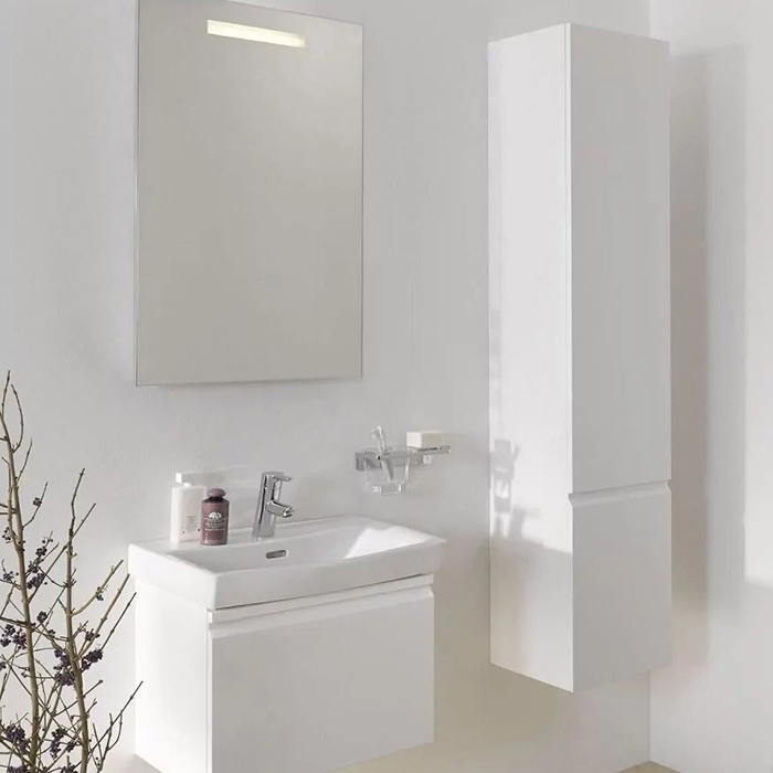 Высокий шкаф Laufen Pro S 350x335x1650 мм, 1 дверца, петли справа, 4 стеклянные полки, цвет: белый матовый