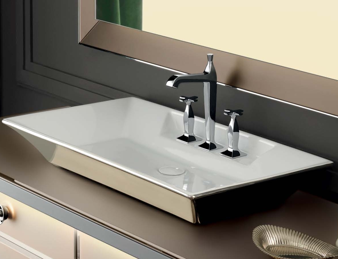 VITAGE milldue edition MAJESTIC 07 Комплект мебели 154х60хh78см, напольная, раковина, зеркало, отделка: стекло Bronzo acidato/black crom