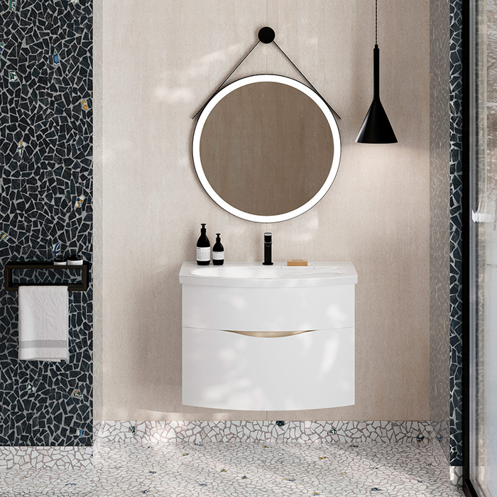 Kerama Marazzi Riva Тумба подвесная 80см, с раковиной, цвет: белый матовый