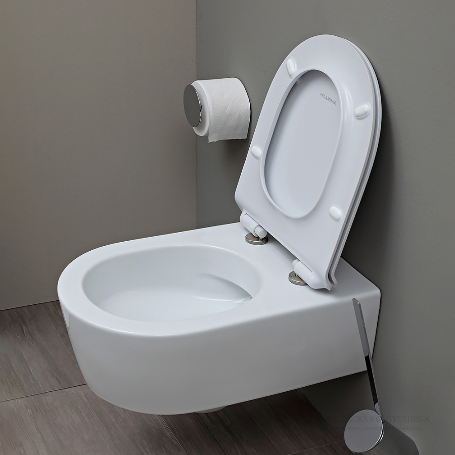 Унитаз Flaminia Link подвесной, 560 × 360 мм, с системой goclean®, цвет: grafite