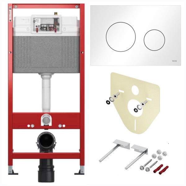 TECE K447920 TECEbase BASE 2.0 Комплект инсталляции 4 в 1 с панелью смыва ТЕСЕloop 2.0, цвет белый, для установки подвесного унитаза