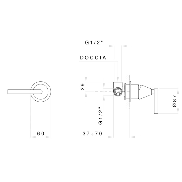 Nicolazzi Flag Смеситель для душа, встраиваемый, цвет: хром