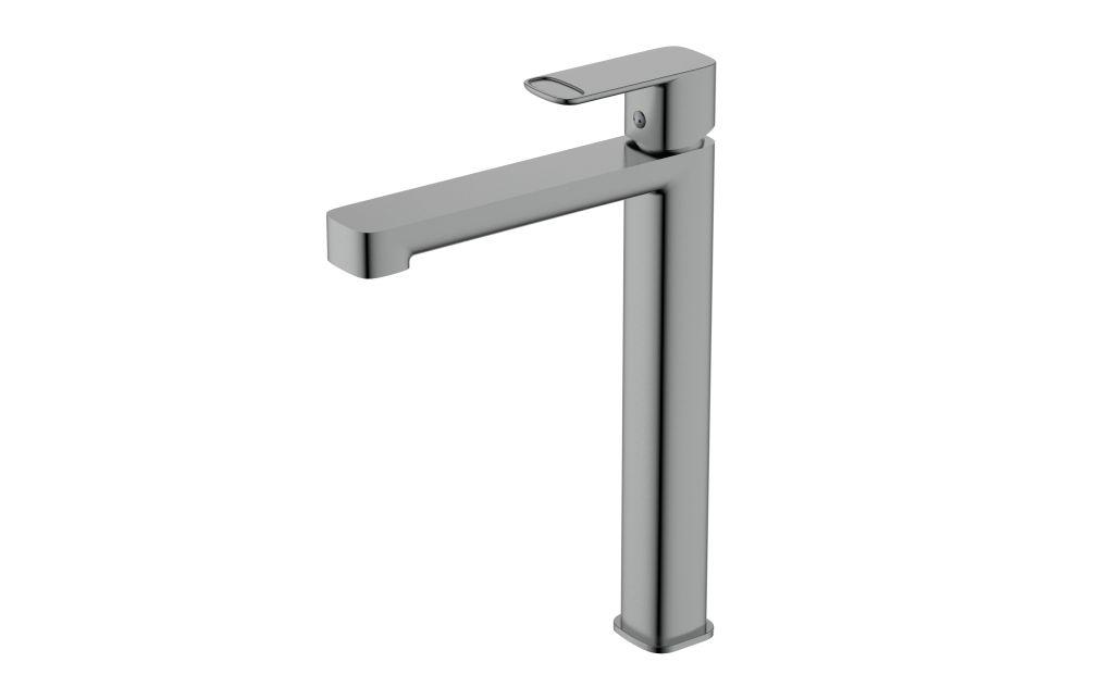 Смеситель для раковины AQUAme Parma, 245 мм, гладкий, подводка ½", Серый матовый — AQM6614GM