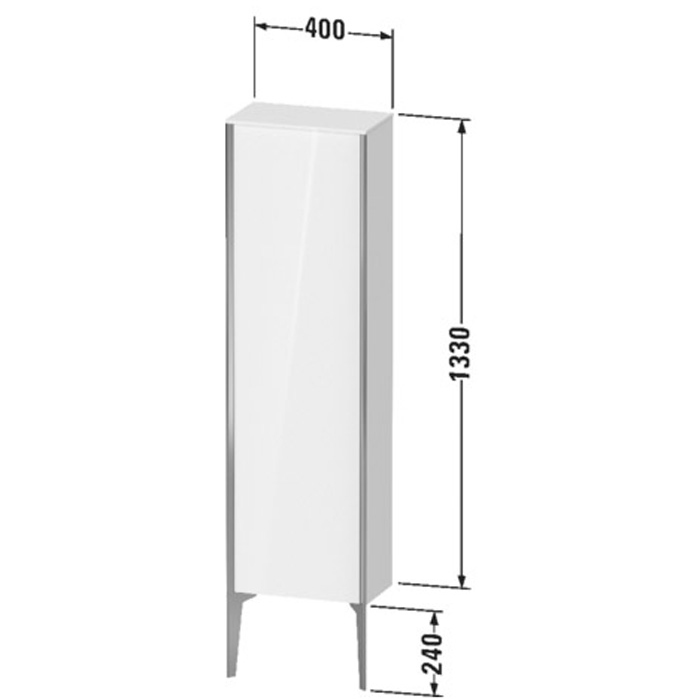 Duravit XViu Шкаф подвесной 40x24x133см, с 1 дверью, 3 стеклянными полками (петли слева), цвет: белый глянцевый/champagne matt