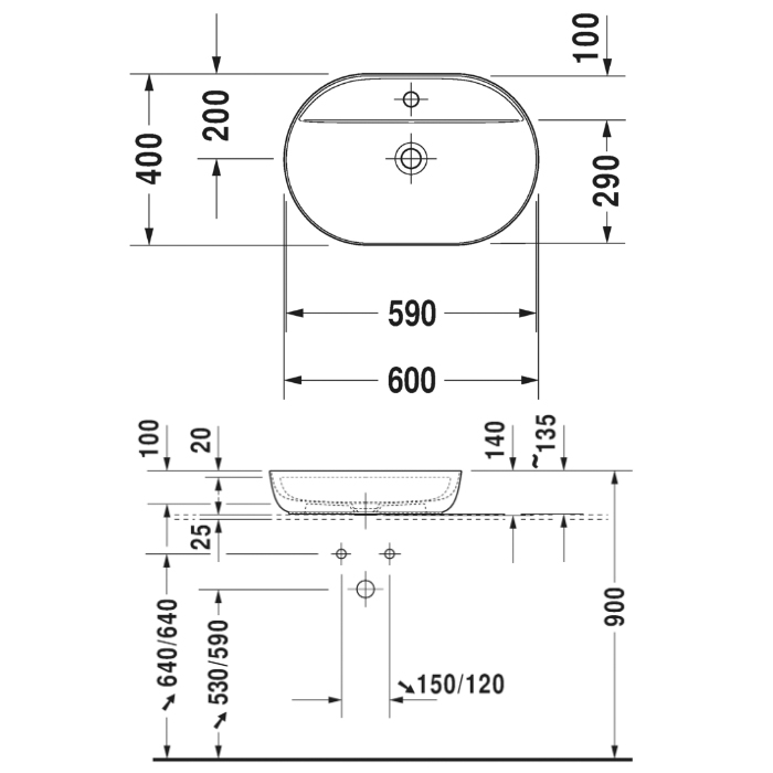 Duravit Luv Раковина 60х40см, на столешницу, 1 отв., без перелива, цвет: белый